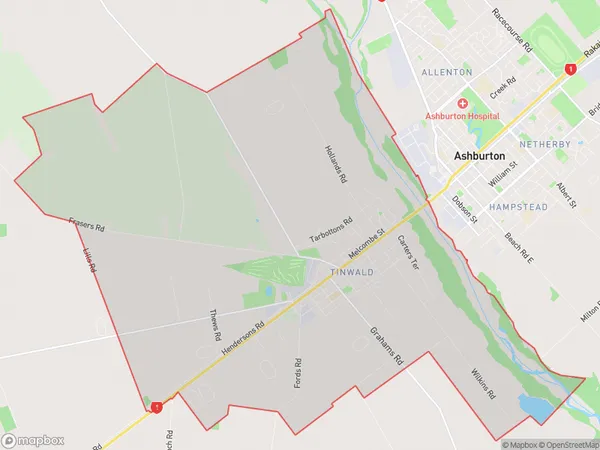 Tinwald, Canterbury Polygon Area Map