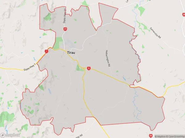 Tirau, Waikato Polygon Area Map