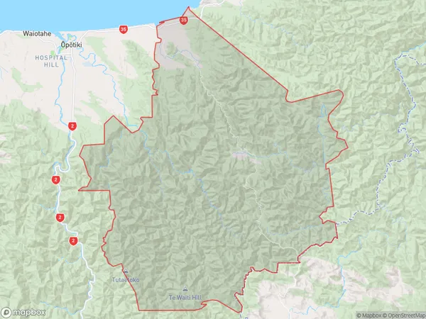 Toatoa, Bay of Plenty Polygon Area Map