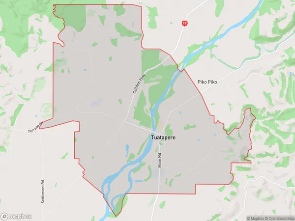 Tuatapere, Southland Polygon Area Map