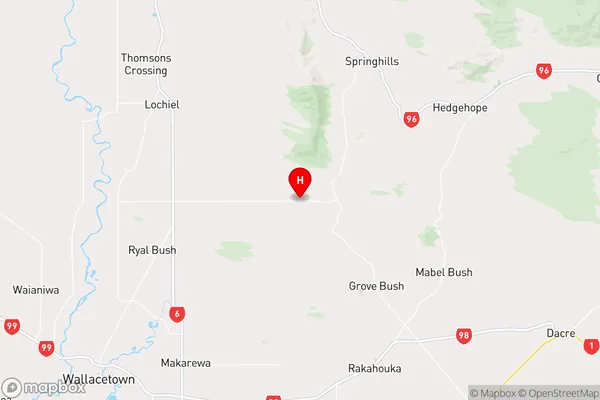 Tussock Creek,Southland Region Map