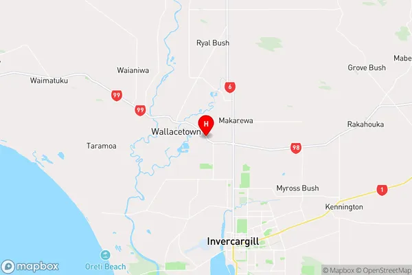 Underwood,Southland Region Map