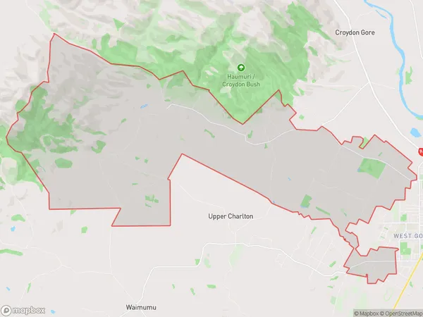 Upper Charlton, Southland Polygon Area Map