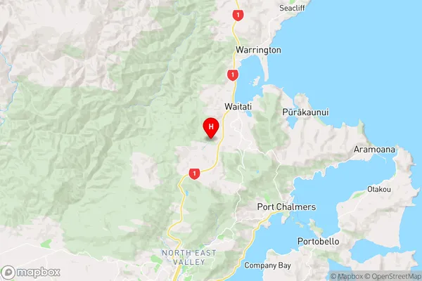 Upper Waitati,Otago Region Map