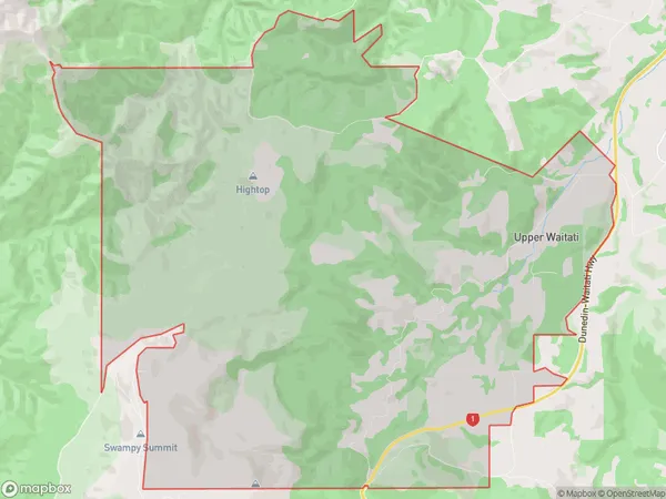 Upper Waitati, Otago Polygon Area Map