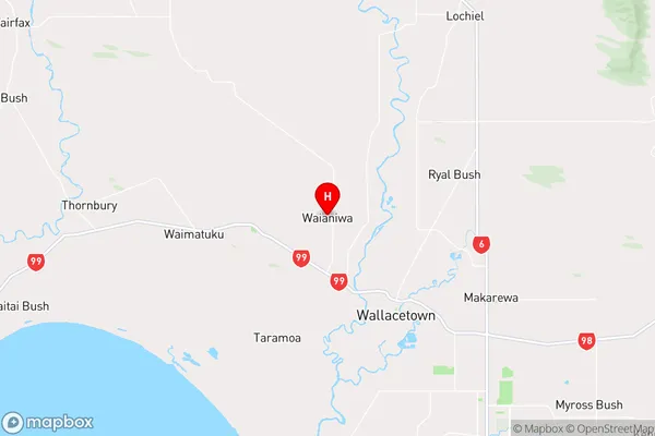 Waianiwa,Southland Region Map