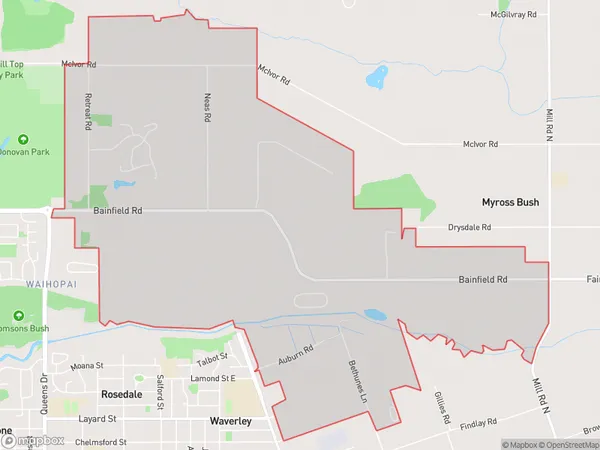 Waihopai, Southland Polygon Area Map