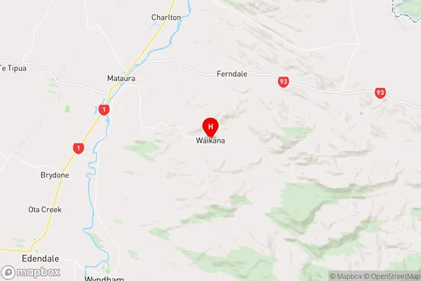 Waikana,Southland Region Map