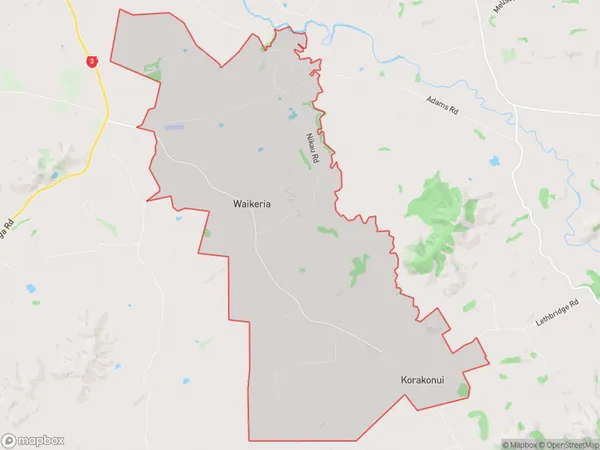 Waikeria, Waikato Polygon Area Map