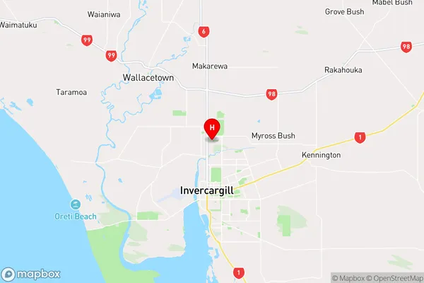 Waikiwi,Southland Region Map