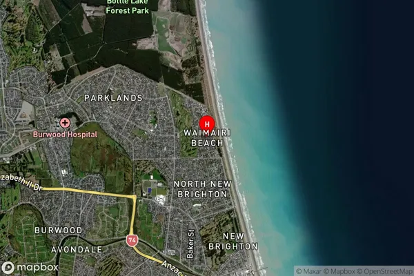 Waimairi Beach,Canterbury Satellite Map