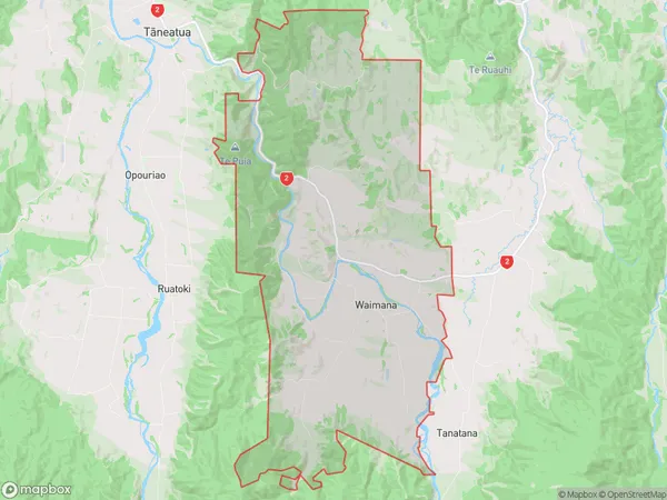 Waimana, Bay of Plenty Polygon Area Map