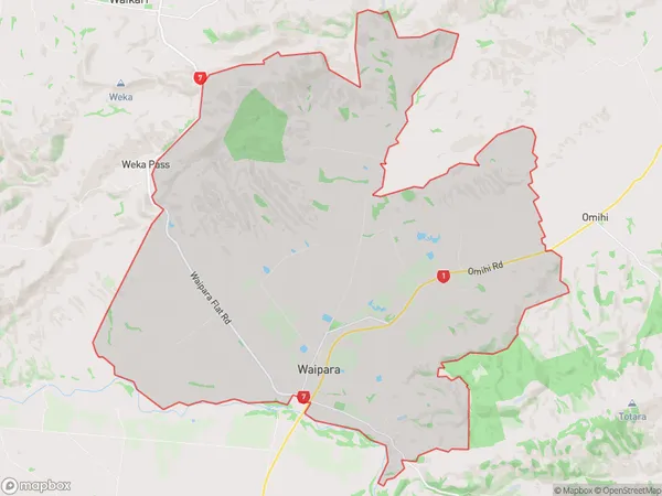 Waipara, Canterbury Polygon Area Map