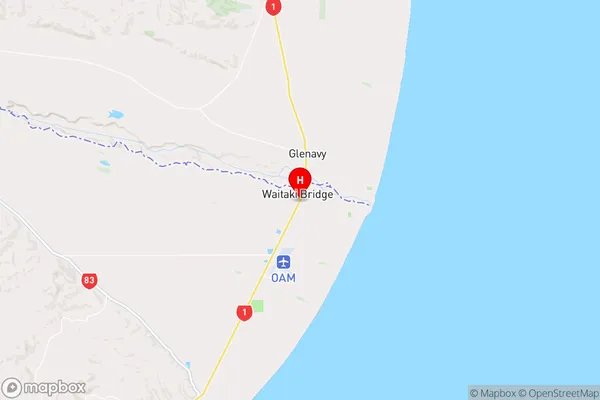 Waitaki Bridge,Otago Region Map