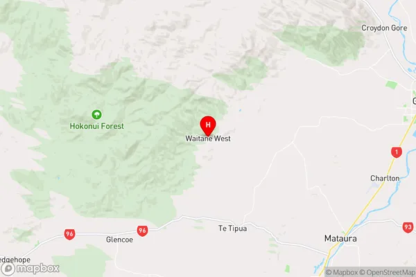 Waitane West,Southland Region Map