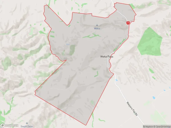 Weka Pass, Canterbury Polygon Area Map