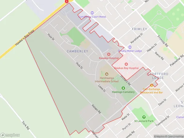 Camberley, Hawke's Bay Polygon Area Map