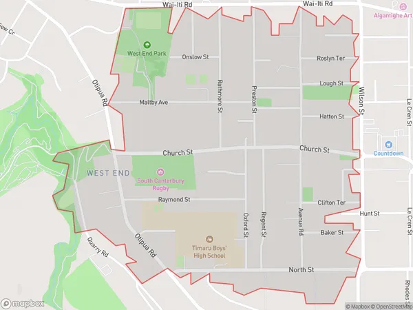 West End, Canterbury Polygon Area Map