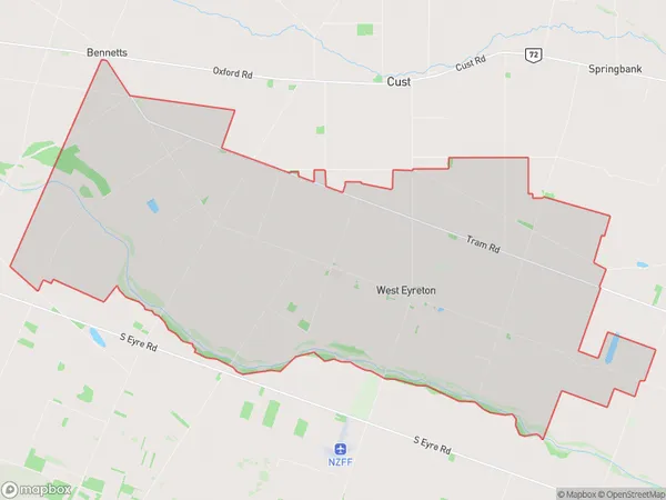 West Eyreton, Canterbury Polygon Area Map