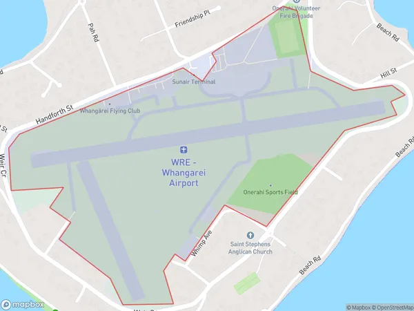 Whangarei Airport, Northland Polygon Area Map