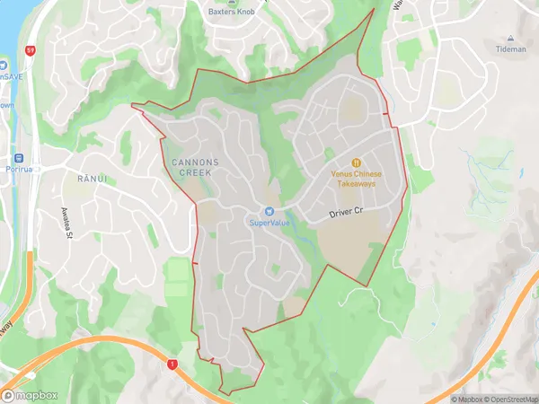 Cannons Creek, Wellington Polygon Area Map