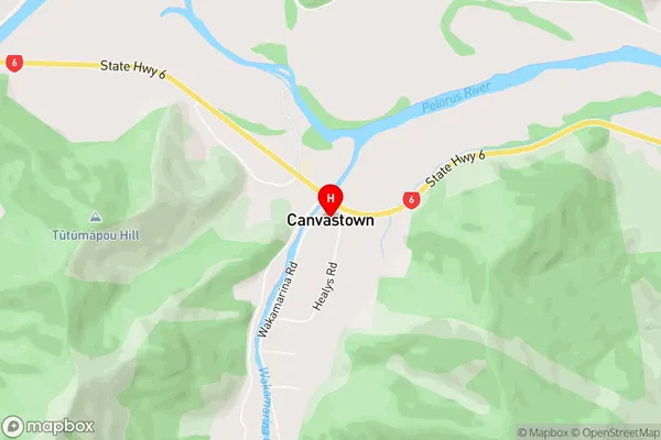 Canvastown,Marlborough Area Map