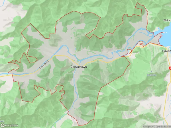 Canvastown, Marlborough Polygon Area Map