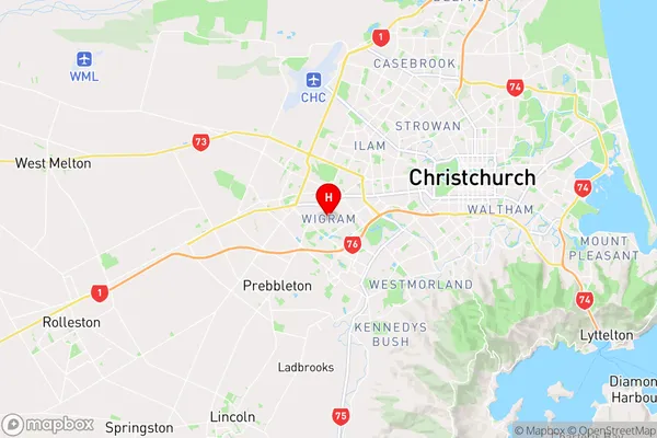 Wigram,Canterbury Region Map