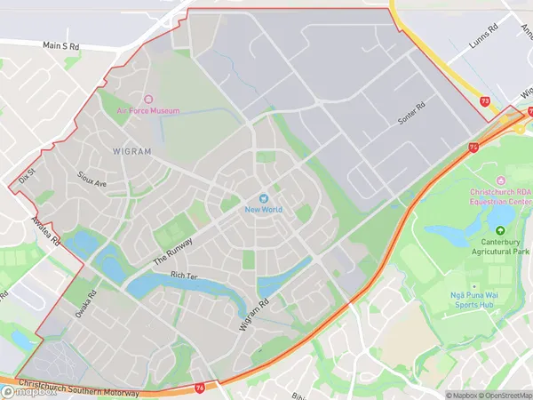 Wigram, Canterbury Polygon Area Map