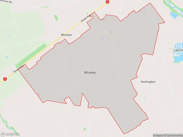 Willowby, Canterbury Polygon Area Map