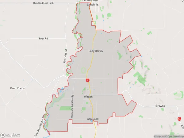 Winton, Southland Polygon Area Map