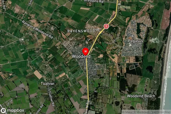 Woodend,Canterbury Satellite Map