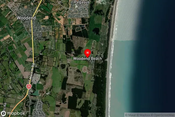 Woodend Beach,Canterbury Satellite Map