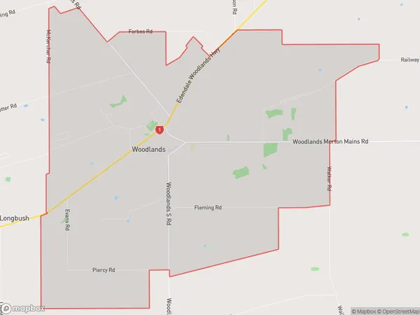 Woodlands, Southland Polygon Area Map