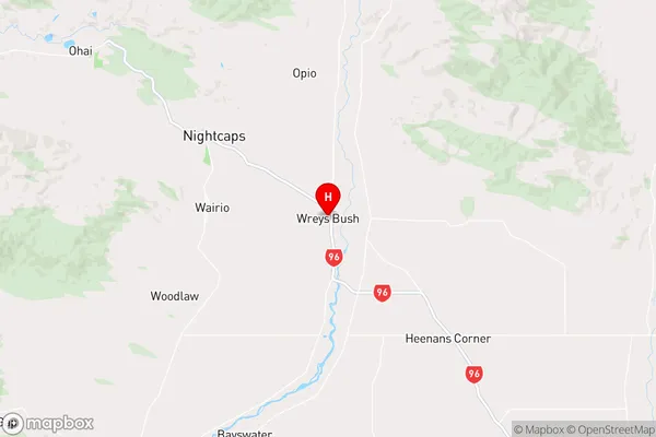 Wreys Bush,Southland Region Map