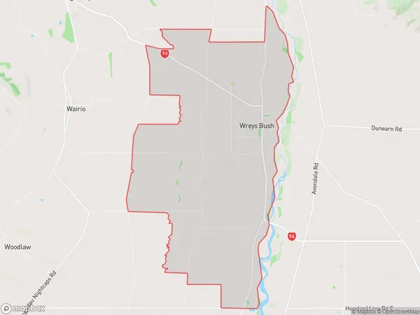 Wreys Bush, Southland Polygon Area Map