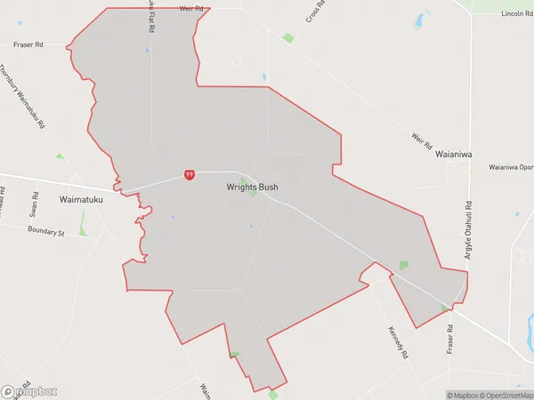 Wrights Bush, Southland Polygon Area Map