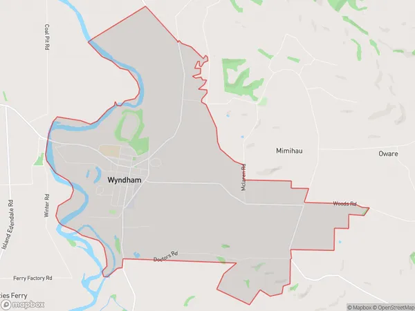 Wyndham, Southland Polygon Area Map