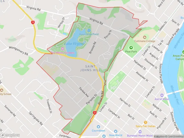 Saint Johns Hill, Manawatu-Wanganui Polygon Area Map