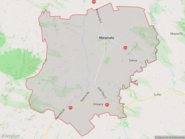 Matamata, Waikato Polygon Area Map