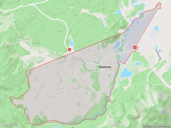 Kawerau, Bay of Plenty Polygon Area Map