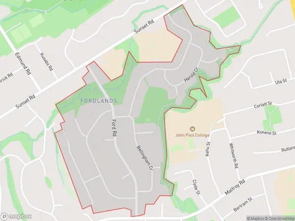 Fordlands, Bay of Plenty Polygon Area Map