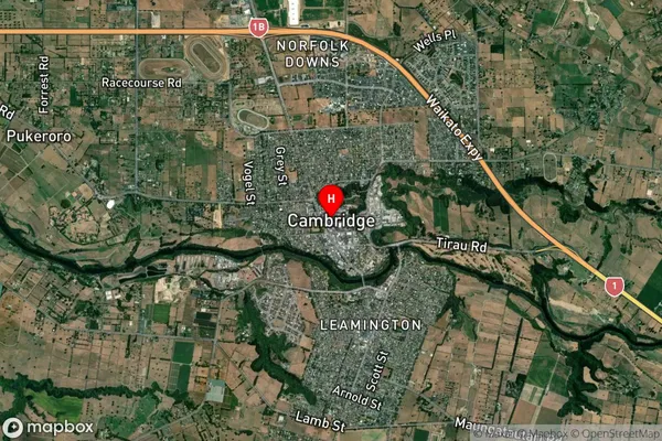 Cambridge,Waikato Satellite Map