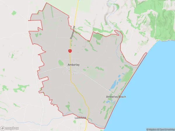 Amberley, Canterbury Polygon Area Map