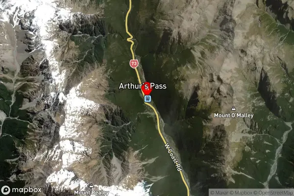 Arthur's Pass,Canterbury Satellite Map