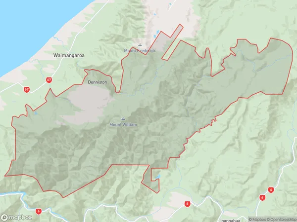 Denniston, West Coast Polygon Area Map