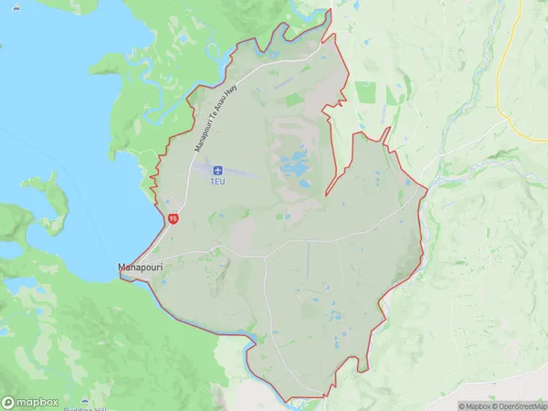 Manapouri, Southland Polygon Area Map