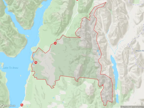 Te Anau Downs, Southland Polygon Area Map