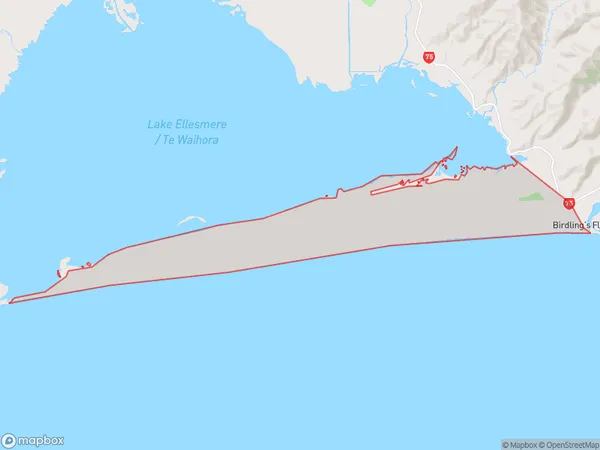 Birdlings Flat, Canterbury Polygon Area Map