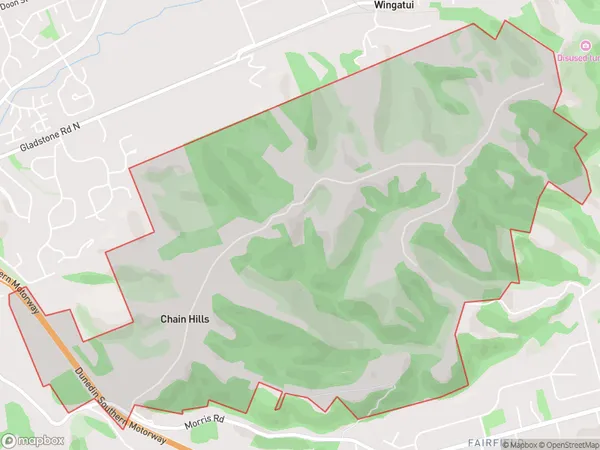 Chain Hills, Otago Polygon Area Map